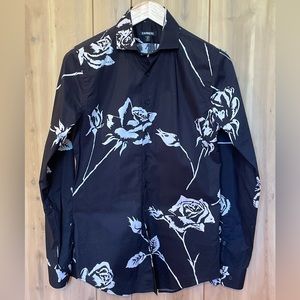 Express Men’s Black Floral Extra Slim Fit Dress Shirt